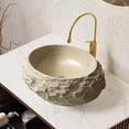thumbnail image 4 of 18'' Irregular Oval Resin Vessel Sink - Stone Pattern Artistic Style Basin， Beige, 4 of 6