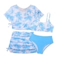 thumbnail image 2 of hengsof Girls Summer Cute Printed 4 Piece Set Short Sleeve Crewneck Top Comfort Tank Top Swim Skirt Swim Shorts Swimsuit Set Fashion Quick Dry Swimwear Set, 2 of 7