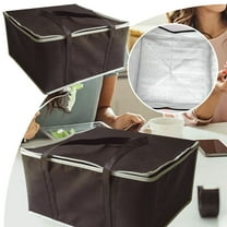 Insulated Food Delivery Bag 17.32"x17.32"x9.65", Hot & Cold Thermal Carrier for Pizza, Groceries & Meals, Leakproof Catering Tote & Party Cooler Bag (Coffee Color)