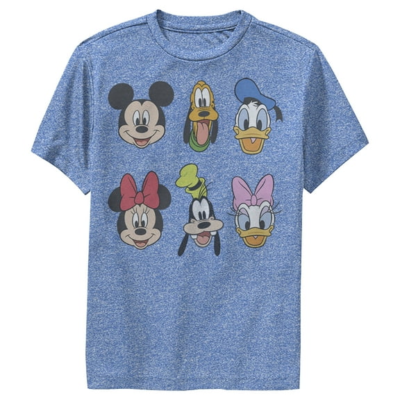 Boy's Mickey & Friends Mickey and Friends Group Portraits  Performance Graphic Tee Royal Blue Heather Small