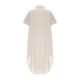 thumbnail image 5 of AherBiu Cotton Linen Dresses for Women Button down Shirt Lapel V Neck Short Sleeve Lightweight Long Summer Dress, 5 of 5