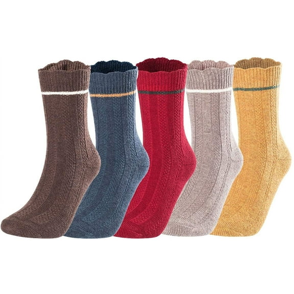 Lian LifeStyle Women's 4 Pairs Fashion Wool Blend Crew Socks L1844 Size 6-9 Assorted