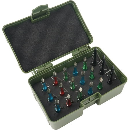 Broadhead Archery Case Box Storage Arrow Head Tip Organizer Case Holder 18 Slots Green(Case Only)