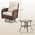thumbnail image 2 of LOGYAT 3-Piece Swivel Wicker Patio Furniture Set, All-Weather Resin Rattan Chairs with Washable Cushions, Tempered Glass Top Side Table for Porch Deck Balcony, Beige Cushions, 2 of 7