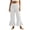 White, variant on Women's Elastic High Waist Flared Bell Bottom Pants, Solid Color Loose Wide Leg Ruffle Hem Textured Trousers