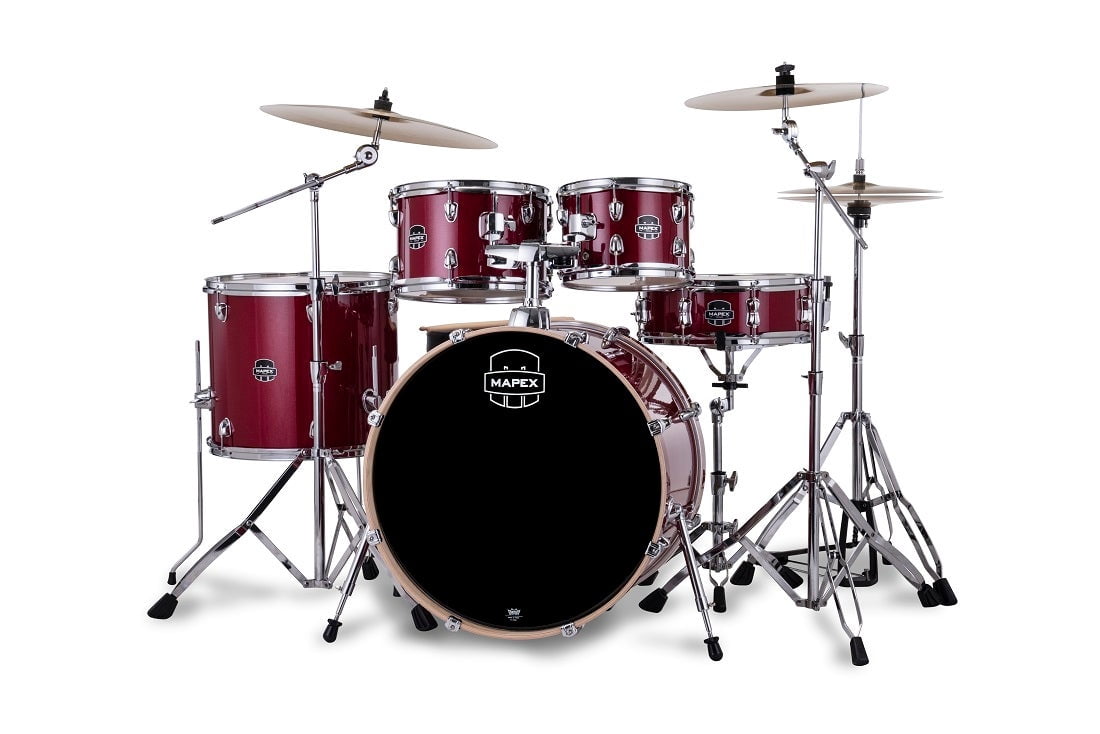 Mapex VE5295FTC Venus Rock Kit Complete, 22" Bass Drum, Crimson Red Sparkle