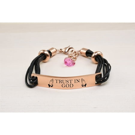 Genuine Leather ID Bracelet with Crystals from Swarovski - TRUST IN (Best Id From Id God)