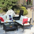 thumbnail image 6 of Segmart Outdoor Patio Conversation Set, Segmart 4PCS Outdoor Patio Rattan Sofa Set with Side Storage Box, Poolside Furniture Set for 4, Wicker Coffee Table, Beige and Brown, 6 of 8