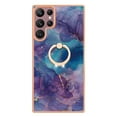 thumbnail image 6 of SaniMore for Samsung Galaxy S24 Ultra Case, Marble Pattern 3 in 1 Heavy Duty Shockproof Full Body Hard PC+IMD Bumper Drop Protective Women Girls Cover Rotating Ring Bracket Stand, Purple, 6 of 10
