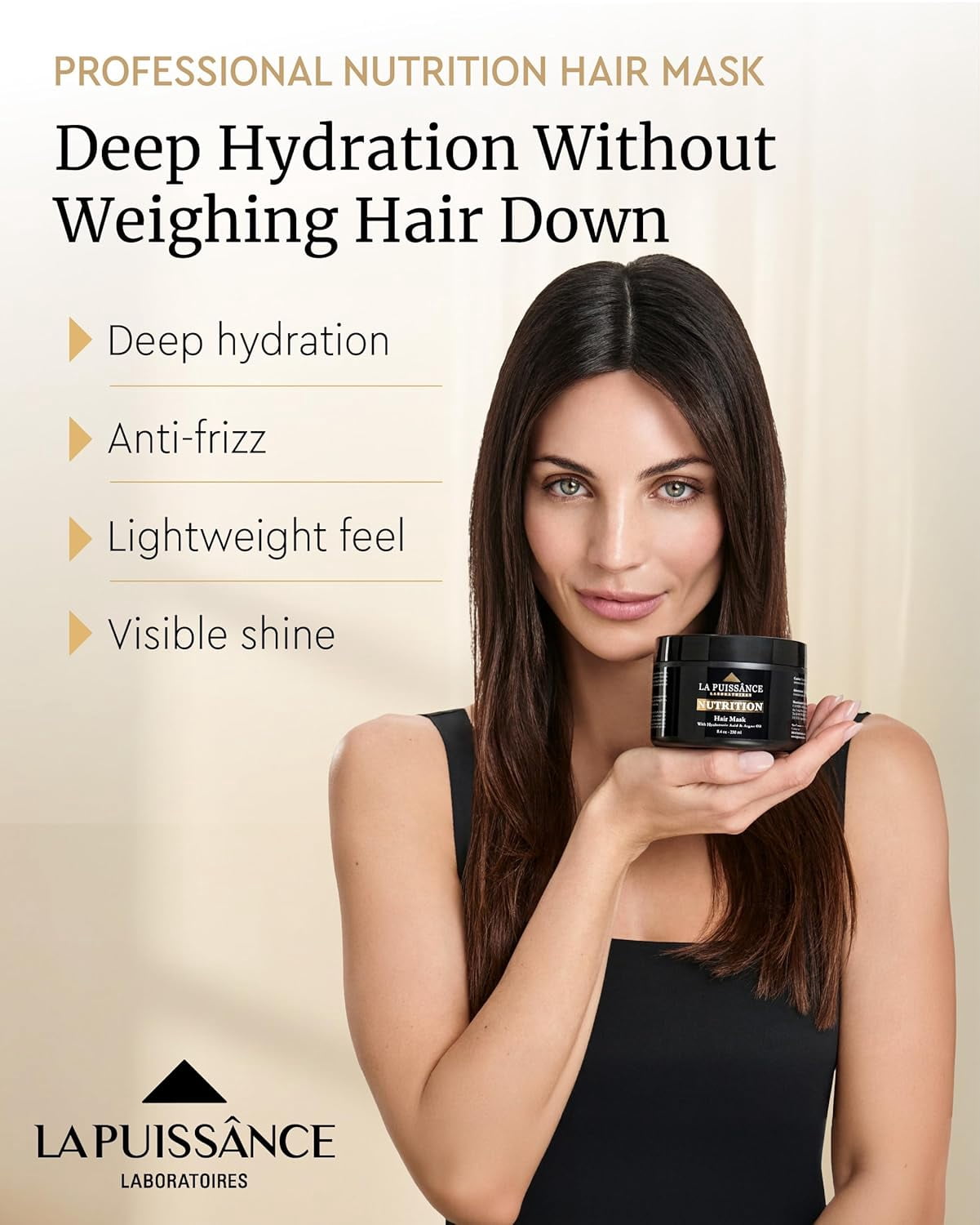 LA PUISSANCE Premium Argan Oil & Hyaluronic Acid Hair Mask – Deep Conditioning Anti-Frizz Treatment for Dry & Damaged Hair 8.45 fl oz