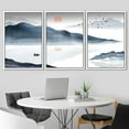 thumbnail image 2 of IDEA4WALL Framed Canvas Print Wall Art Set Pastel Mountain Range Boat Ocean Nature Wilderness Modern Art Decorative Landscape Rustic for Living Room, Bedroom, Office - 24"x36"x3 White, 2 of 5