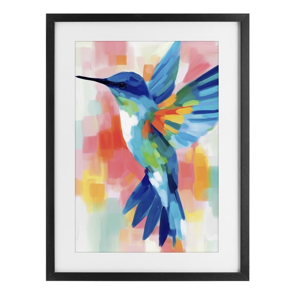 Stupell Industries Contemporary Blue Hummingbird in Flight Black Framed Print Under Glass, 14 x 20, by Chromatic Storm Studio