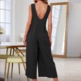 thumbnail image 6 of SELONE Womens Jumpsuits Loose Fit Long Pant Sleeveless Ladies Travel Comfortable 2023 Vacation Womens Jumpers and Rompers Casual High Waist Solid Color Single Bucklestraight Tube Black L, 6 of 6