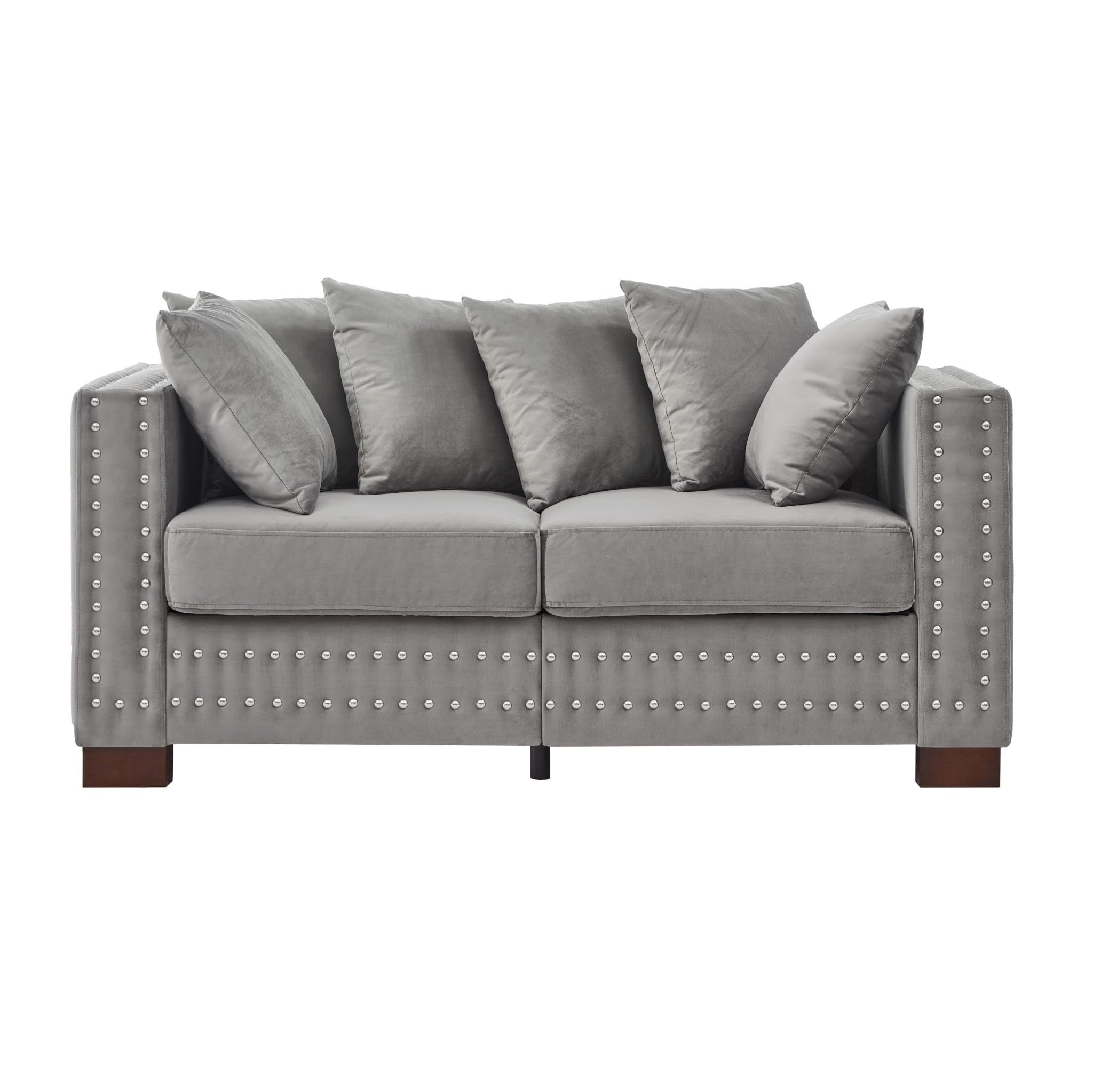 Eyisean 61" Velvet Modern Loveseat Sofa for Living Room, 2-Seater Upholstered Tufted Couch with Nailhead Arms & Pillow, Removable/Washable Cushion, Cloud Couch with Storage Space