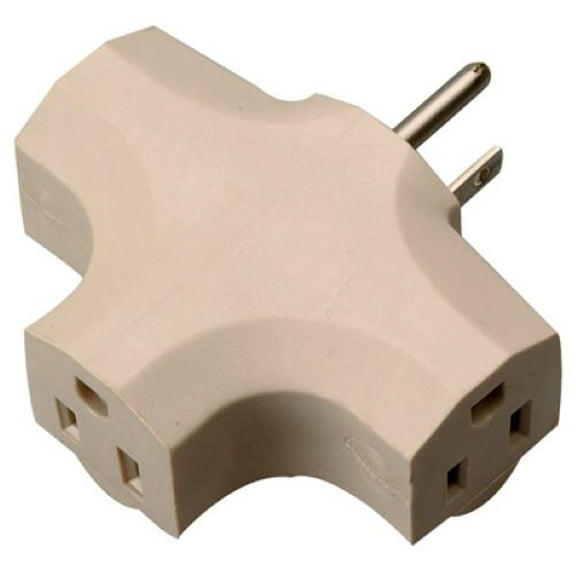 Master Electrician 09902-97ME Beige Grounded 3-Way Outlet Cube Tap Electrical Adapter Plug - Quantity of 48