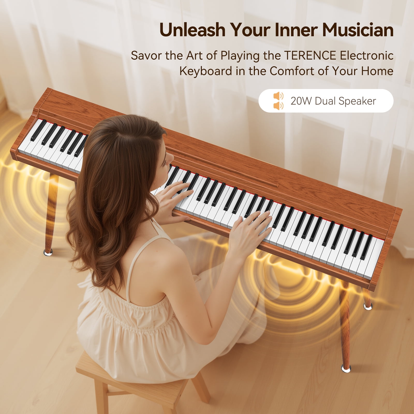 TERENCE 88 Key Piano Keyboard Digital: 88 Key keyboard Piano Semi-Weighted Full Size Premium Sound MIDI Headphone Jack Triple Pedal for Beginners to Professionals