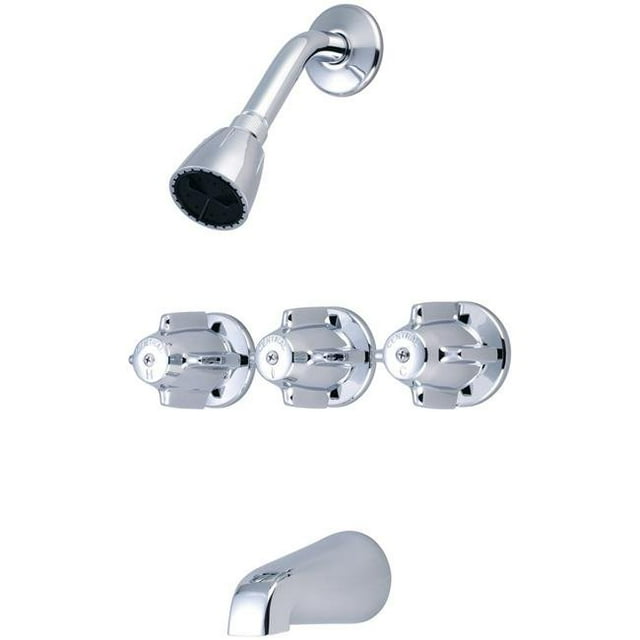 Central Brass 0868 Three Handle Tub & Shower Set - Polished Chrome