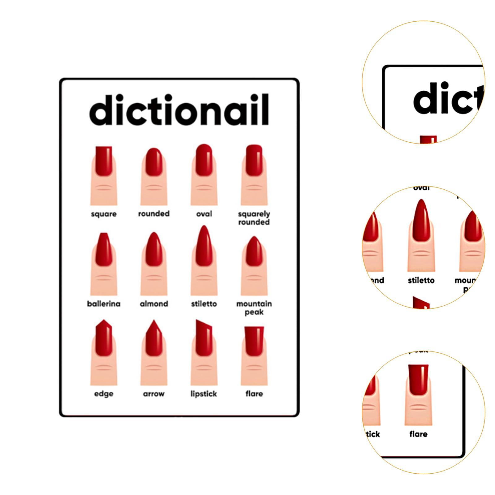 TOOYFUL Nail Shape Display Nail Tip Display Board Supplies Professional DIY Nail Shape Guide Hanging Picture 11.8x15.7" Nail Art Tool C