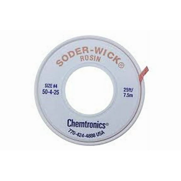 Chemtronics 50-4-25 Soder-Wick Rosin De-Soldering Braid, 0.110", 25'