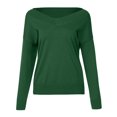 thumbnail image 3 of Aoochasliy Womens Sweaters Pullover Clearance V-neck Loose Pullover Solid Color Sweater Tops, 3 of 9