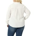 thumbnail image 3 of Agnes Orinda Women' s Plus Size Chiffon Shirt Long Sleeve Tops Button Down Collared Blouses 1X White, 3 of 6