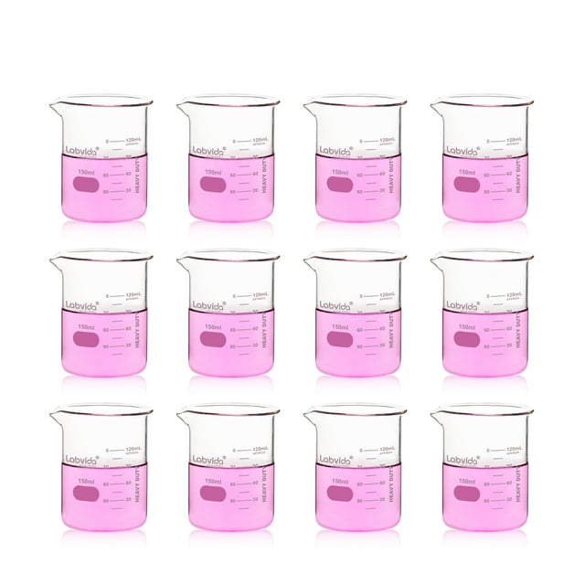 Vaso de vidrio Labvida LVA007 150 ml (12 piezas) 3.3 Boro con escala