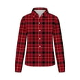 thumbnail image 5 of Jalioing Checkered Shirts for Women Long Sleeve Single-Breasted Button Turn down Collar Lounge Loose Tops (Medium, Red), 5 of 5