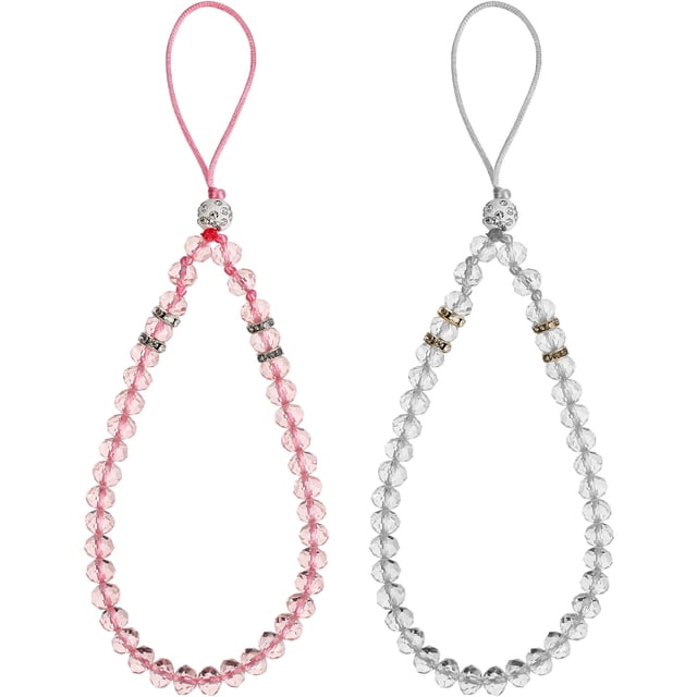 MasteelfCA 2 Pcs Phone Charm Crystal Beads Wrist Lanyards Cell Phone Straps Accessories for Car Key Purse Decorations
