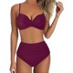 thumbnail image 1 of MKLEKYY Trajes De Baño Mujer Women High Waisted Bikini Sexy Push Up Two Piece Swimsuits Vintage Swimsuit Two Piece Retro Ruched High Waist Print Bikini Set 2779, 1 of 6