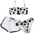 thumbnail image 1 of Swimsuits Girls 3 Piece, Cow Print Bikini Bathing Suit with Shorts, 1 of 5