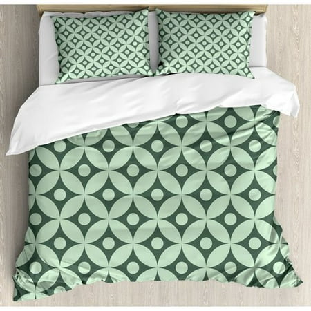 Ambesonne Old Fashioned Floral Pattern Circular Polka Dots