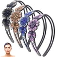 thumbnail image 1 of Miangastore 4Pcs Rhinestone Headband with Teeth Comb Wide Rhinestone Headband Non-slip Rhinestone Headband, 1 of 9