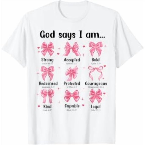 Christian God Say I Am Bow Baby Girl Toddler Cute Jesus Kids T-Shirt