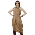 thumbnail image 2 of Moomaya Women's Printed One-Shoulder Cowl Kurti Sleeveless Dress Boho Party Designer Clothing, 2 of 7