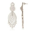 thumbnail image 3 of Ratnavali Jewels Cubic Zirconia Diamond Baguette Silver Plated White Dangle Drop Earrings for Women, 3 of 4