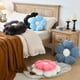 thumbnail image 4 of Almohada ZCNYCLAM con forma de flor, 38 cm, suave piel de conejo, gris y azul, 4 of 7