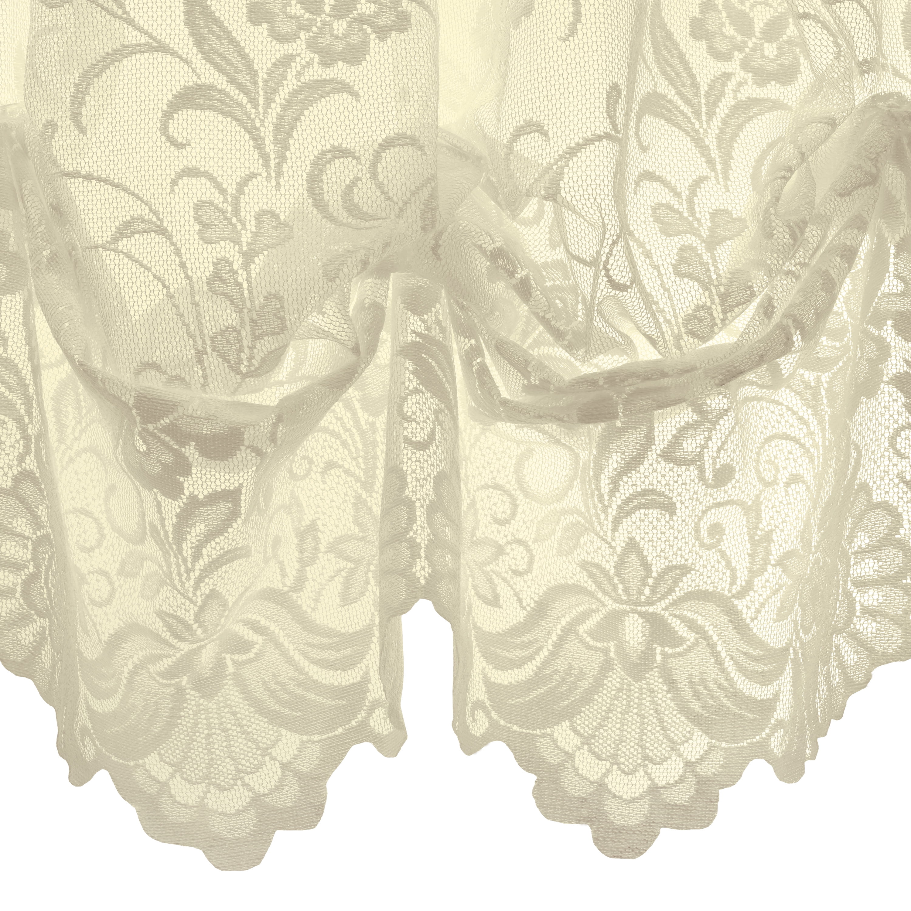 Louis Floral Lace Window Balloon Curtain Panel 55" x 63" in Ivory