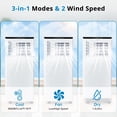 thumbnail image 3 of Aire acondicionado portátil de 8.000 BTU, unidad de CA portátil para habitación de hasta 350 pies cuadrados, con enfriamiento/ventilador/deshumidificador, control remoto, temporizador de 24 horas, 3 of 10