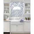 thumbnail image 3 of Navy Blue Spring Floral Swag Kitchen Curtains Sets for Windows 24 Inch Length, Elegant Pastoral Flowers Short Window Curtain Panels Swags Valances and Tiers 3 Piece Set for Cafe/Dining Room, 3 of 5