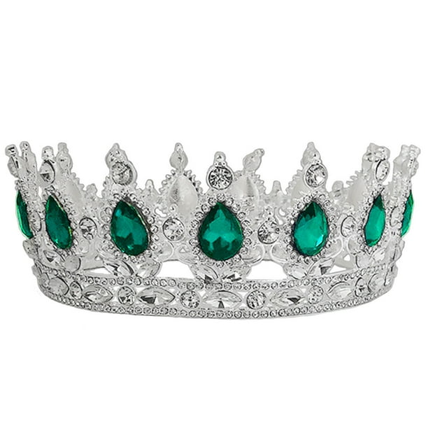 Elegante corona de novia, tocado de boda, tocado encantador, accesorio para vestido de novia, adorno para el pelo de fiesta para mujer (plata y verde)
