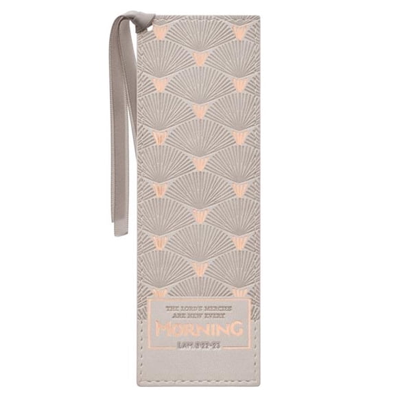 Mercies Are New Every Morning-LuxLeather Bookmark & Pagemarker with Foil A, Cream