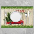 thumbnail image 2 of Cartoon Car Placemats Set of 4, Merry Christmas Tree Placemats for Dining Table, Xmas Rustic Wooden Decor Washable Fabric Decoration Table Mats Placemat 18"x12", 2 of 4