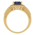 thumbnail image 4 of 2.78 ctw with Simulated Diamond Halo Accents Anniversary Ring for Women | Emerald Cut Simulated Blue Sapphire | Hyperallergenic Solid 14K Yellow Gold, 4 of 5