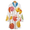 thumbnail image 4 of Sweets And Rainbow Lollipops Pattern Night Robe Long Sleeve V Neck Robe With Belt Women's Sleepwear Dresses, 4 of 9