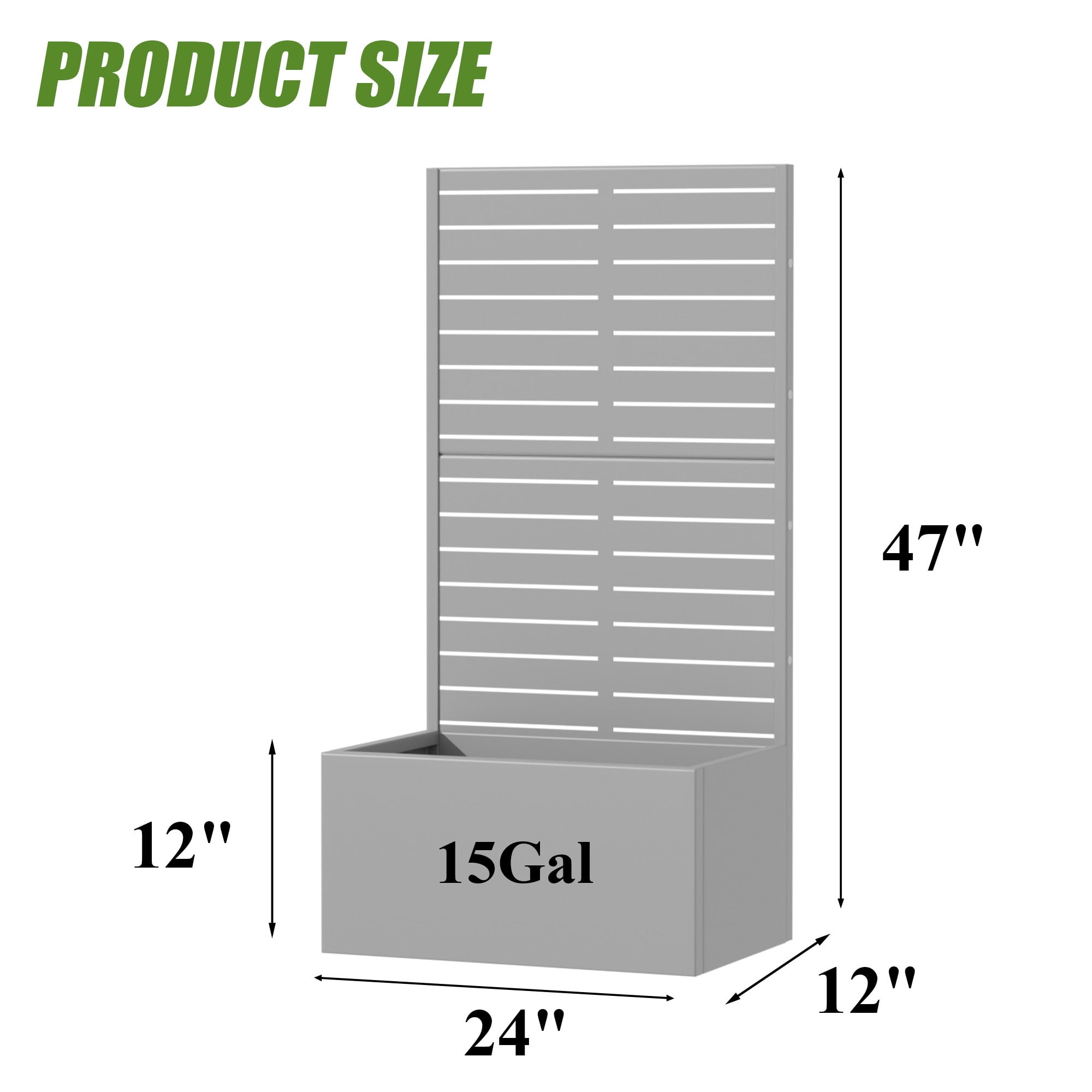 MAYEERTY 47*24in Outdoor Metal Planter Box, Narrow Space Planter Box, Slim Patio Planter for Patio, Garden, Yard