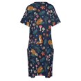 thumbnail image 4 of Vestido suelto con bolsos para mujer traje de boda de hibernación animales del bosque y setas en verano azul, 4 of 6