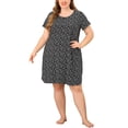 thumbnail image 1 of Camisón de dormir Agnes Orinda de cuello redondo elástico Negro 4X, 1 of 7