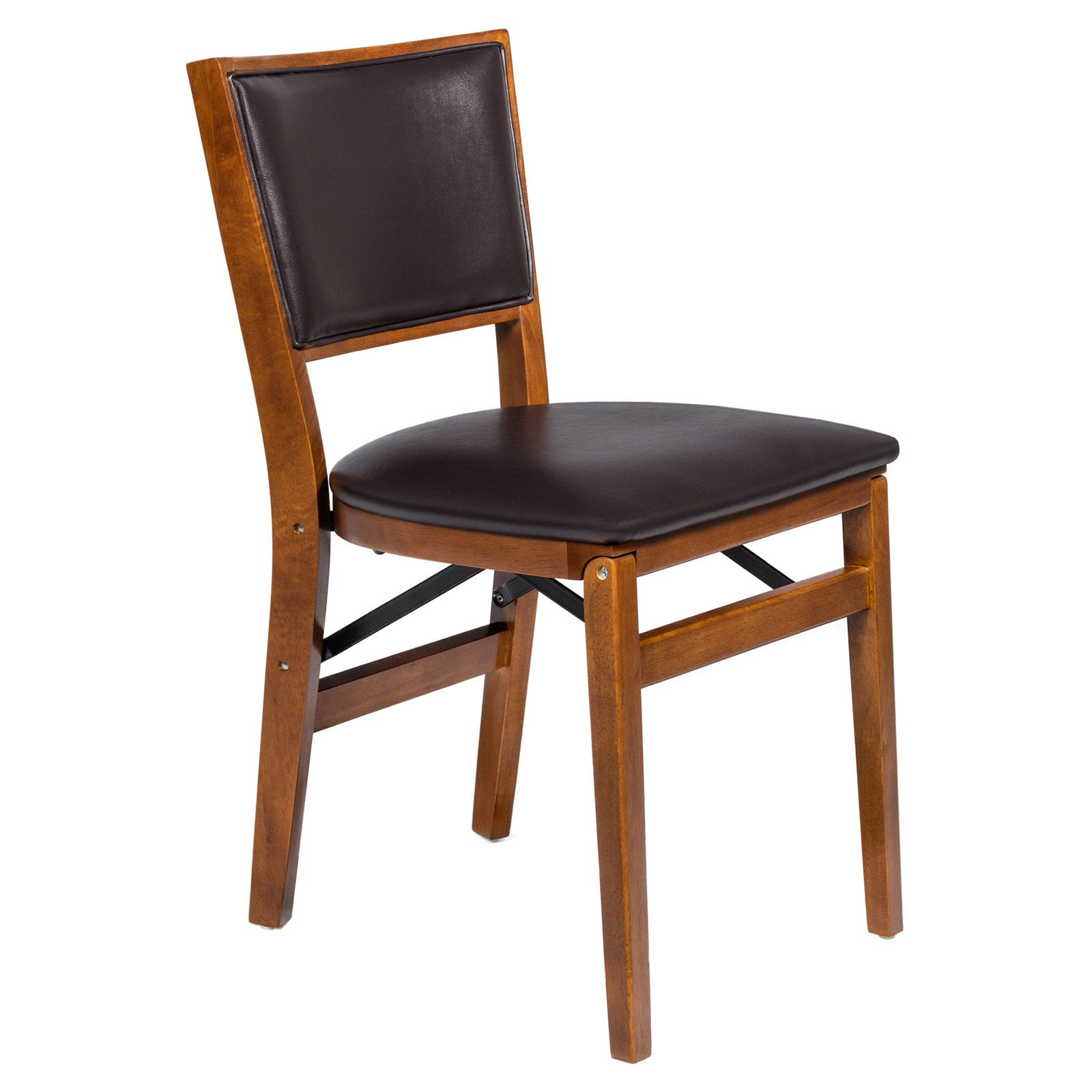bonded leather retro upholstered back folding chair  brown  walmart