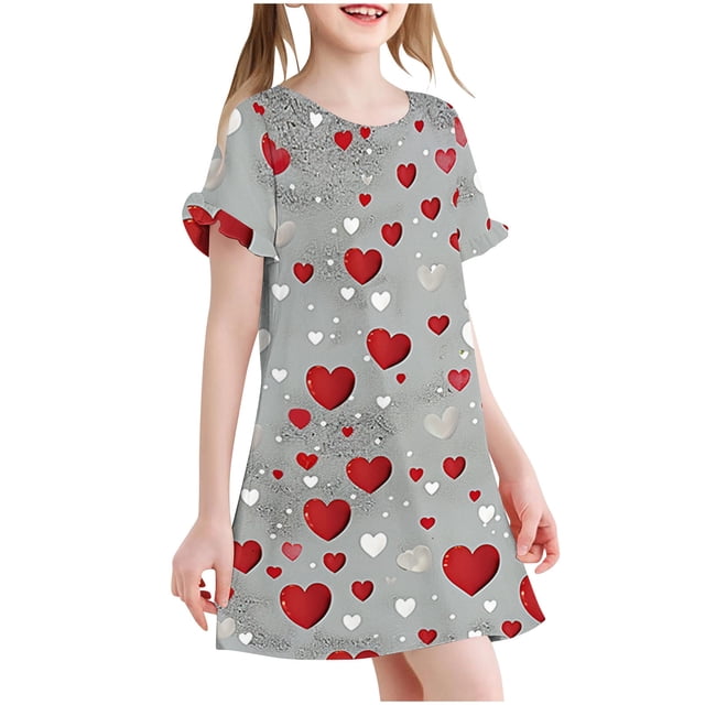 RXIRUCGD 2025 Vêtements d'Été pour Enfants 3-12 Ans Mode Imprimée Pyjama Rêveur Mi-Mollet Chemise de Nuit