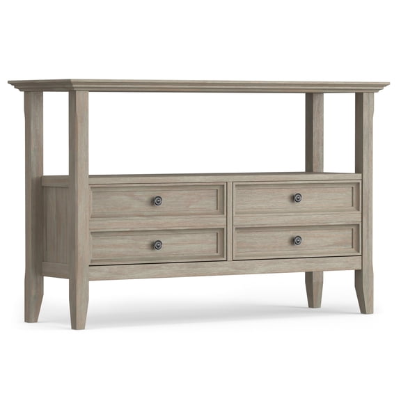 Simpli Home Amherst SOLID WOOD 48 inch Wide Transitional Console Sofa Table in Distressed Grey